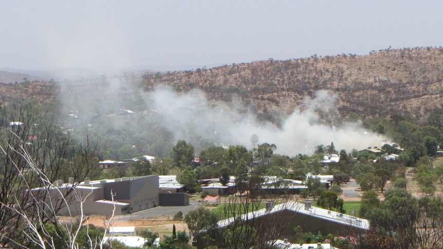 smoke from an apartment fire at Sadadeen in Alice Springs on Sunday January 22, 2012