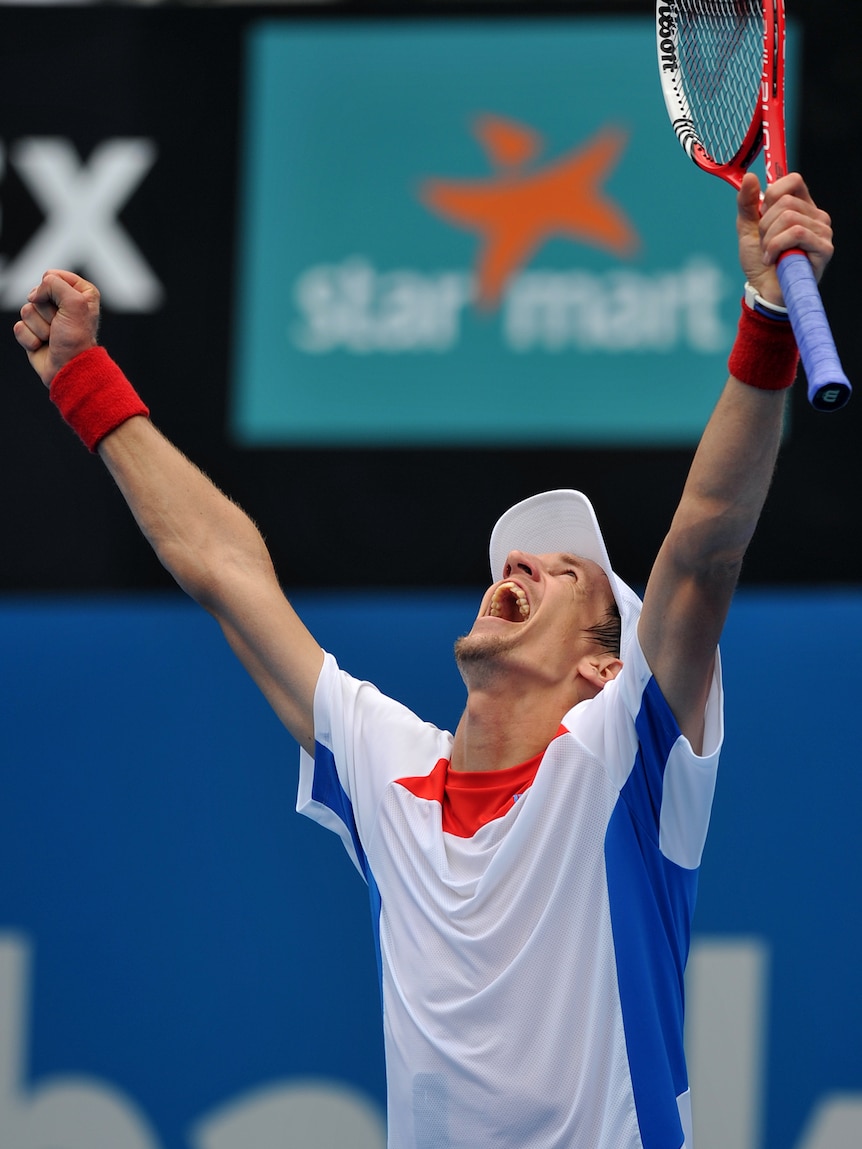 Unheralded champ ... Finland's Jarkko Nieminen triumphed over Julien Benneteau in straight sets