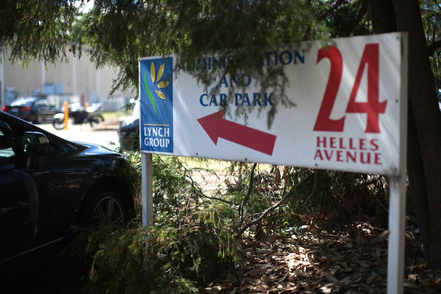 A sign at the entrance of the Lynch Group warehouse in Sydney.