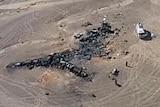 Drone footage shows wreckage from the Kogalymavia flight lying in the Sinai desert