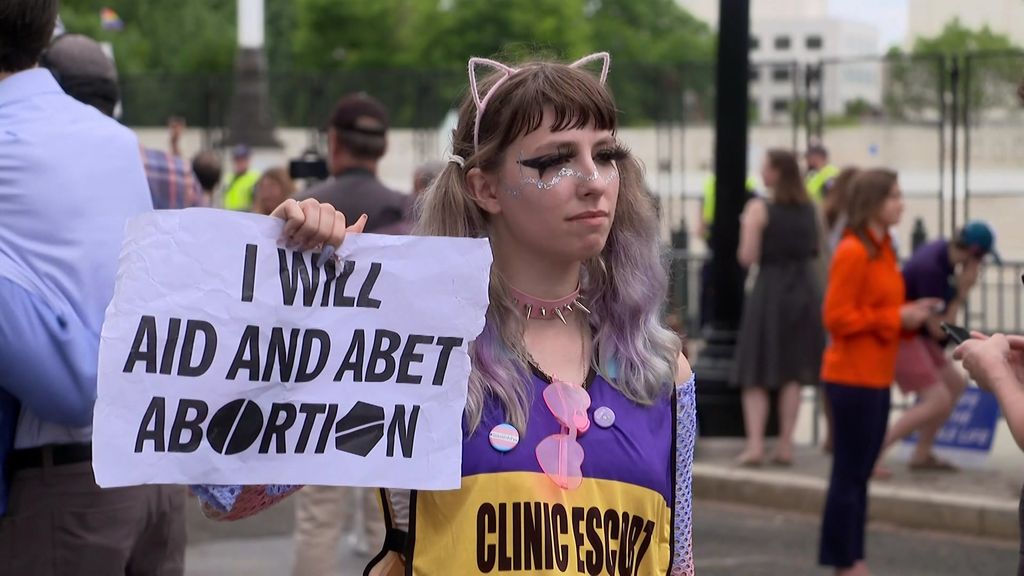 Protesters gather outside US Supreme Court following decision to ...
