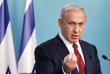 Benjamin Netanyahu delivers a statement