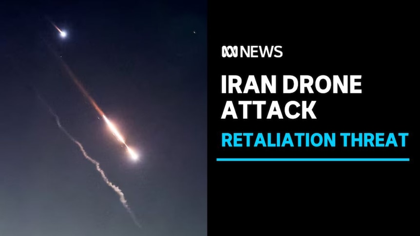 Iran Drone Attack, Retaliation Threat: Streaks of light and smoke trails through the night sky.