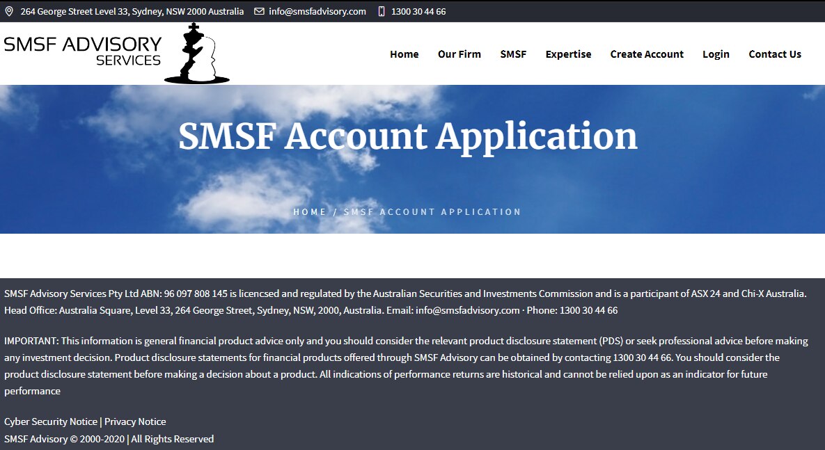 And old website of SMSF Account Application, which looks very legitimate. 