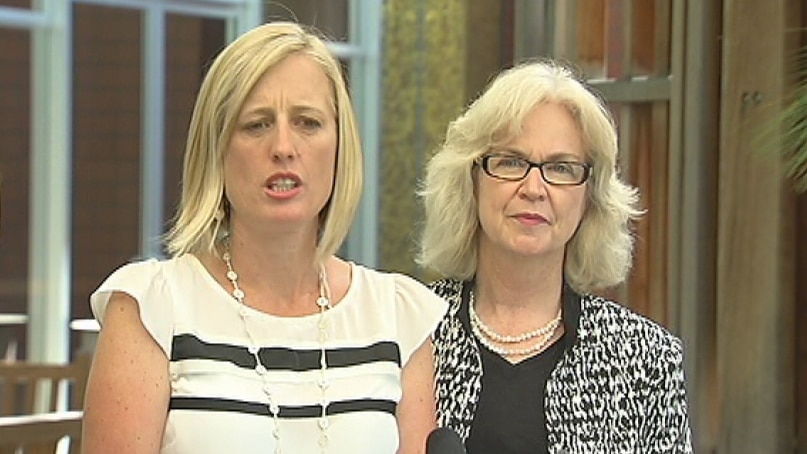 Chief Minister Katy Gallagher and newly appointed Head of Service Kathy Leigh address the media.