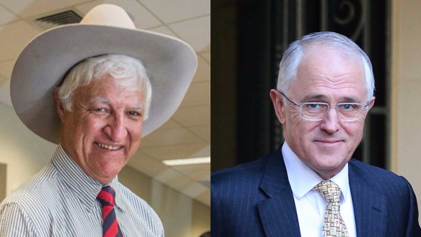 Bob Katter and Malcolm Turnbull composite, images taken July 2016
