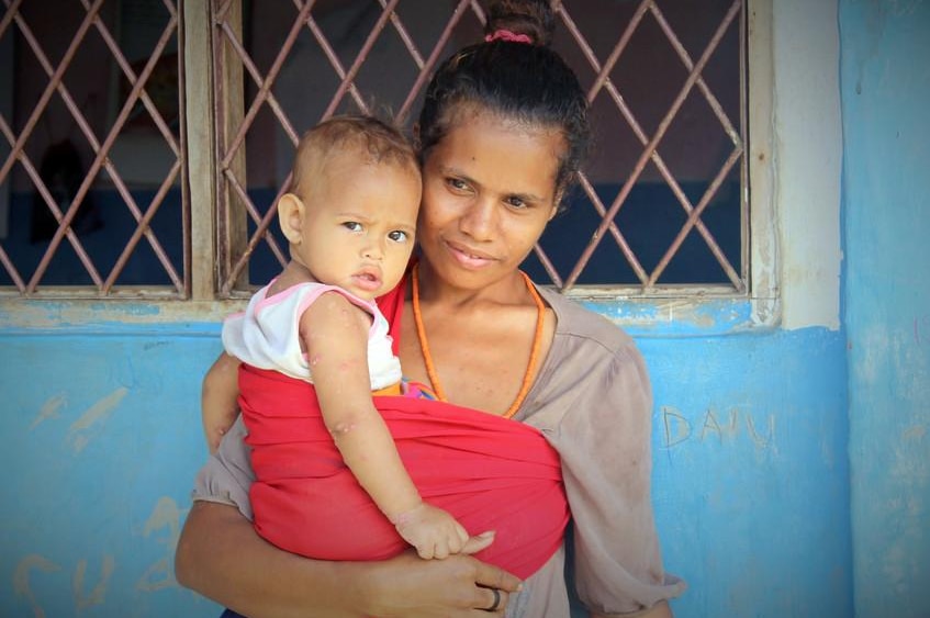 A mother and her son in Timor-Leste.