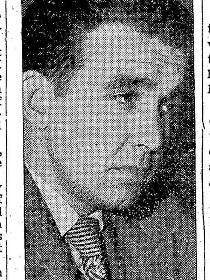 A black and white newspaper photo of a frowning William Dobson.