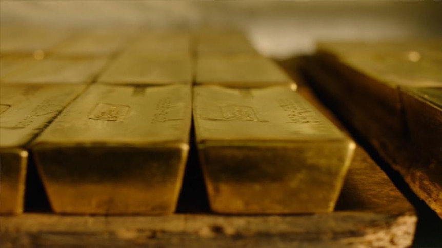 Gold bars in stack