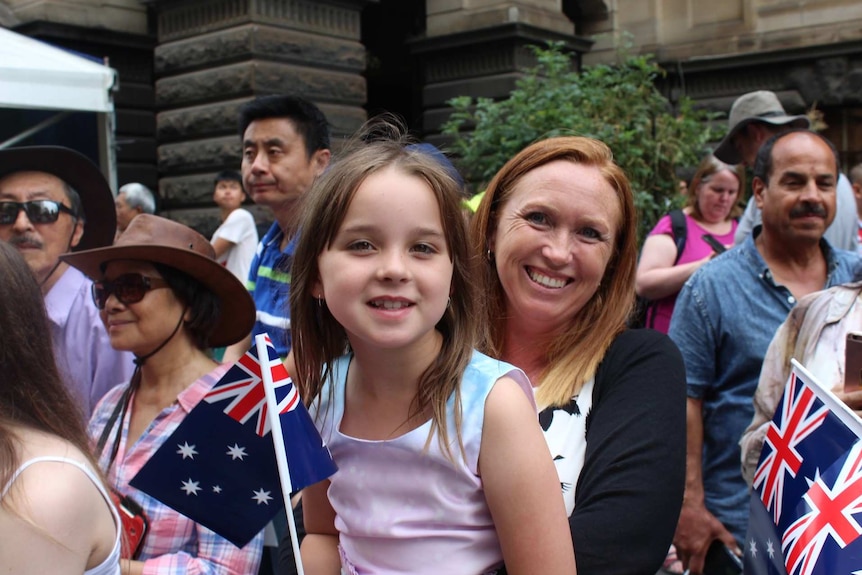 Morgan and her mother smiling during Australia Day celebrations in Melbourne.
