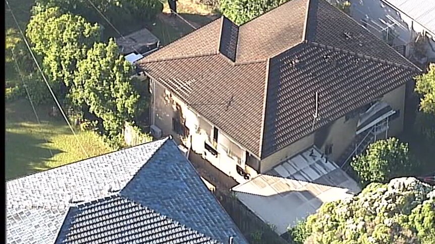 Aerial photo of a Pavonia Street home in Everton Hills which has been gutted by fire.
