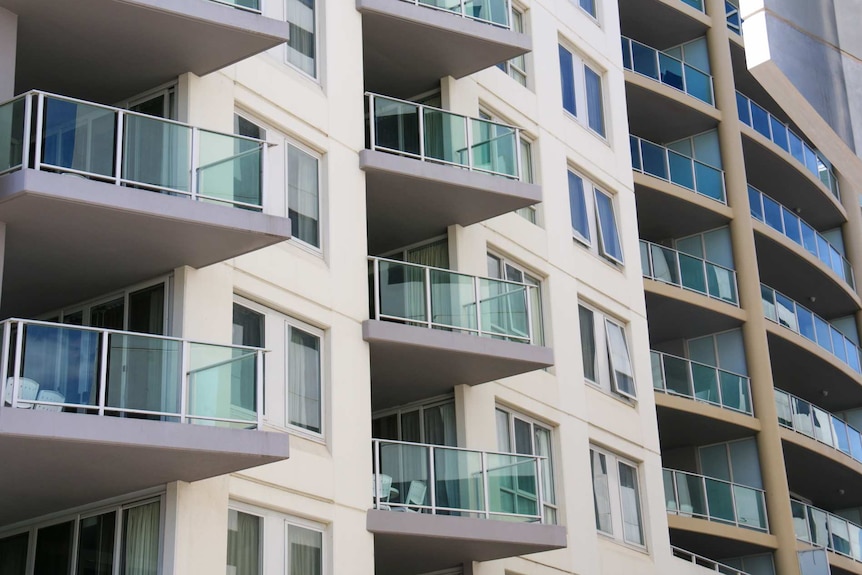 Balconies on a hotel apartment building