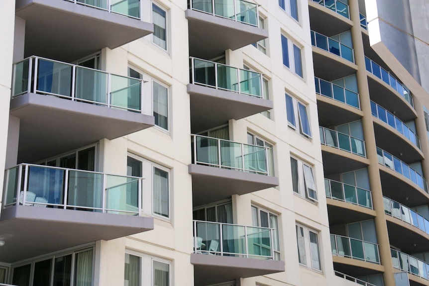 Balconies on a hotel apartment building