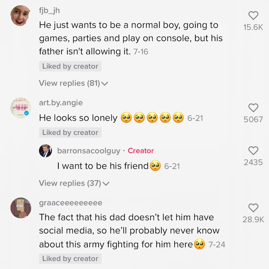 TikTok comments about Barron Trump