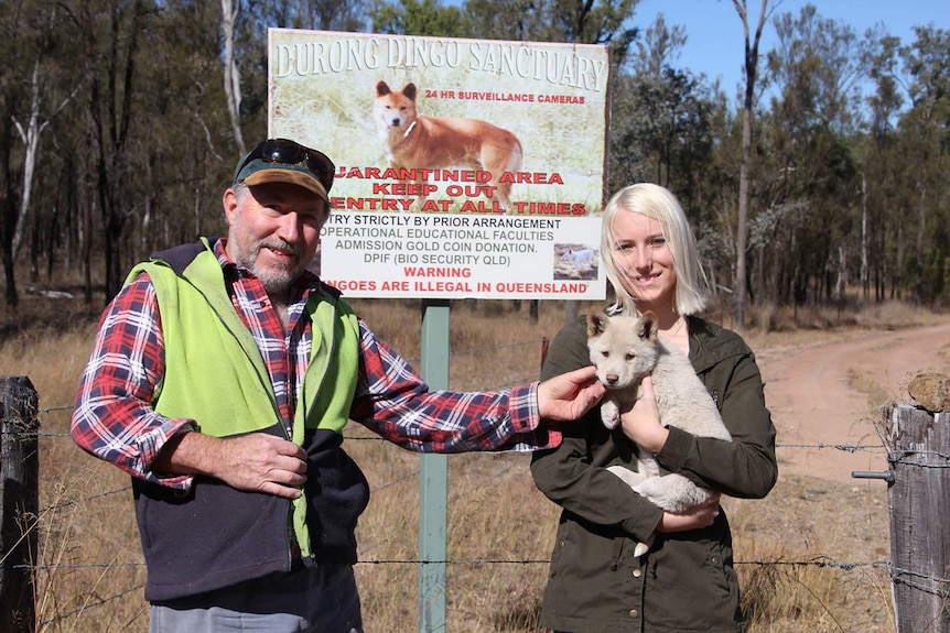 Simon Stretton, with friend Zahra Chamberlain, at the Durong Dingo Sanctuary.