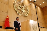 Chinese President Xi Jinping delivers a speech.