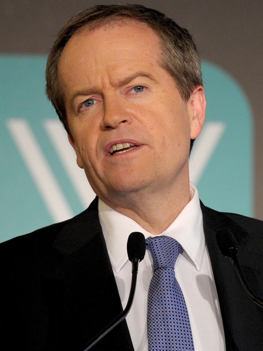 Federal Opposition Leader Bill Shorten addresses an audience at the Wheeler Centre in Melbourne.