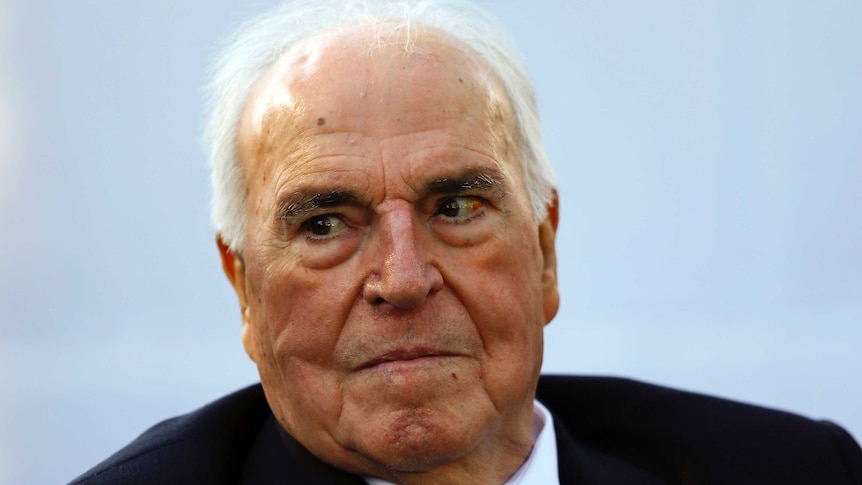 Former German chancellor Helmut Kohl looks past the camera.