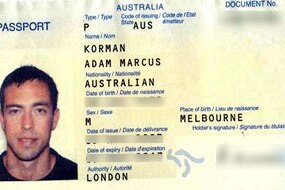 The Australian passport in the name of Adam Korman allegedly used in the Dubai hit (AFP)
