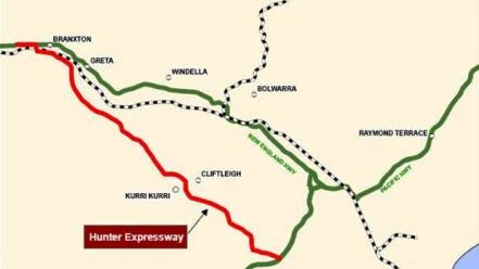 The route of the new Hunter Expressway.