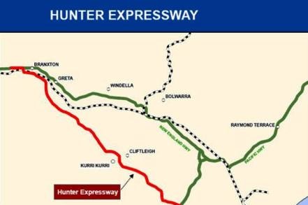 The route of the new Hunter Expressway.