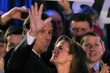 Rick Santorum enjoyed a win in the conservative heartland of Kansas (file photo)