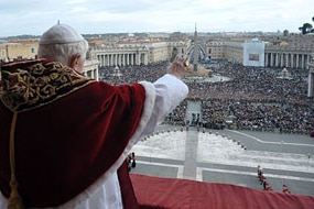 Pope Benedict XVI blesses the faithful from the central balcony of Saint Peter's Square (File image: Reuters/Osservatore Romano)