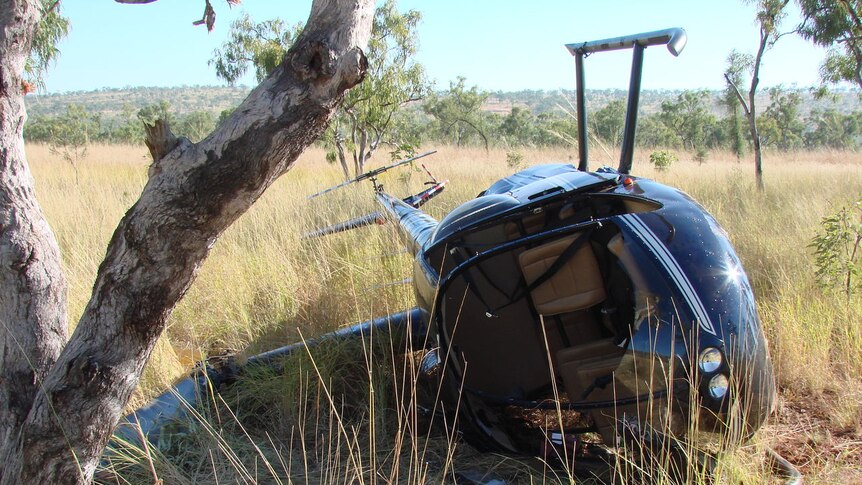 The helciopter which crashed 150 metres from the Imintji Community Store