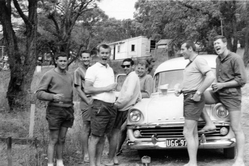Surfers enjoying a laugh at Yallingup in 1962