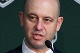 NRL chief executive Todd Greenberg speaks to the media in Sydney