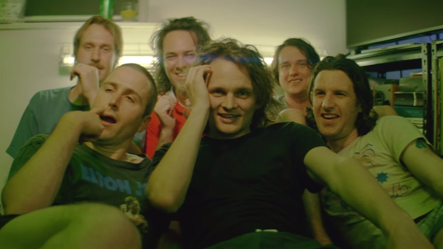 King Gizzard and the Lizard Wizard in a still from their 2020 music video 'Intrasport'