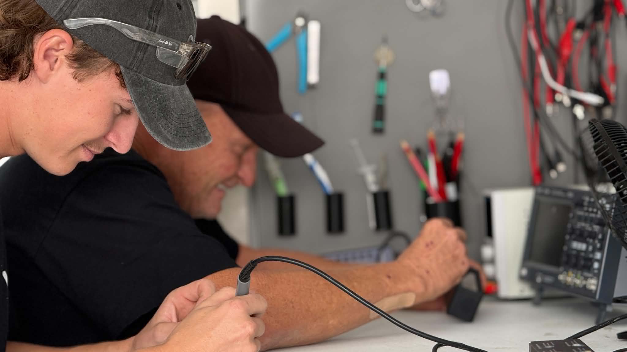 Two men working at a workshop