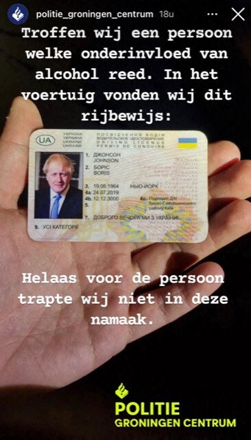 A Ukrainian driving license featuring an image of former British prime minister Boris Johnson.