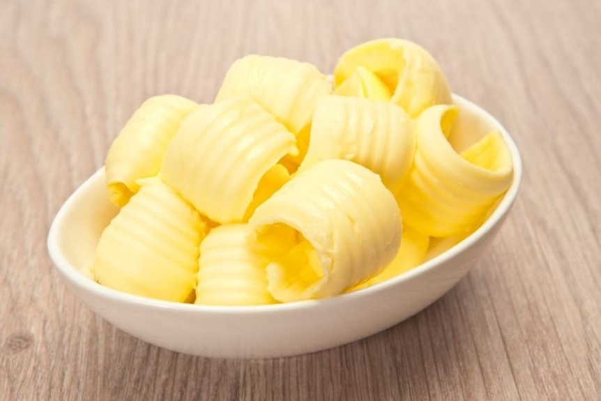 Small curls of butter in a bowl