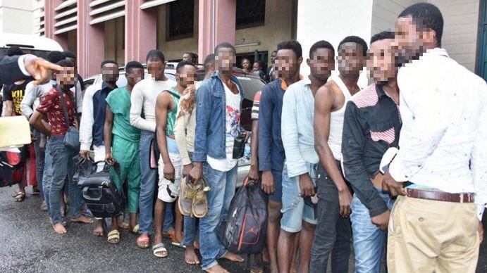 Some of the forty men who were arrested in a gay hotspot in Lagos in July 2017