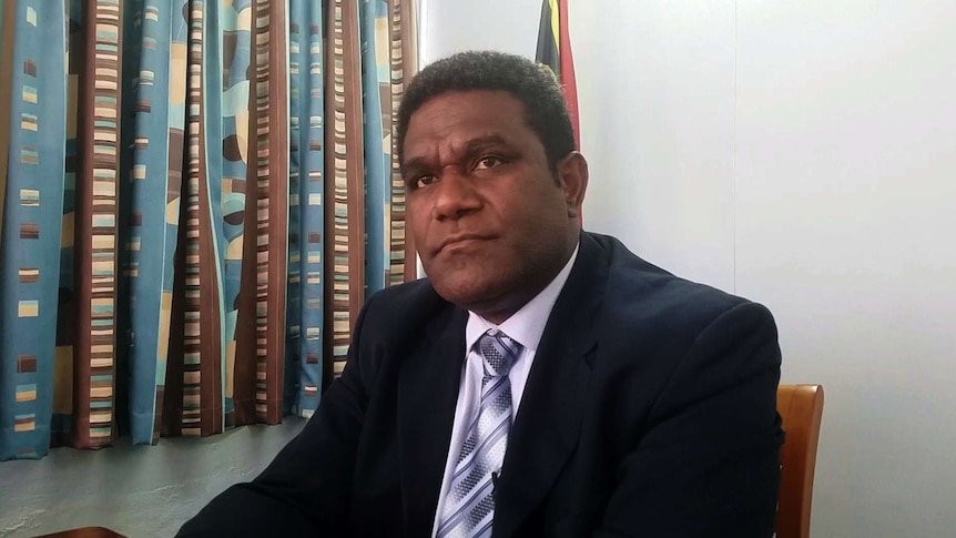 Vanuatu's finance minister Johnny Koanapo sits down for an interview. Image taken in July 2020.