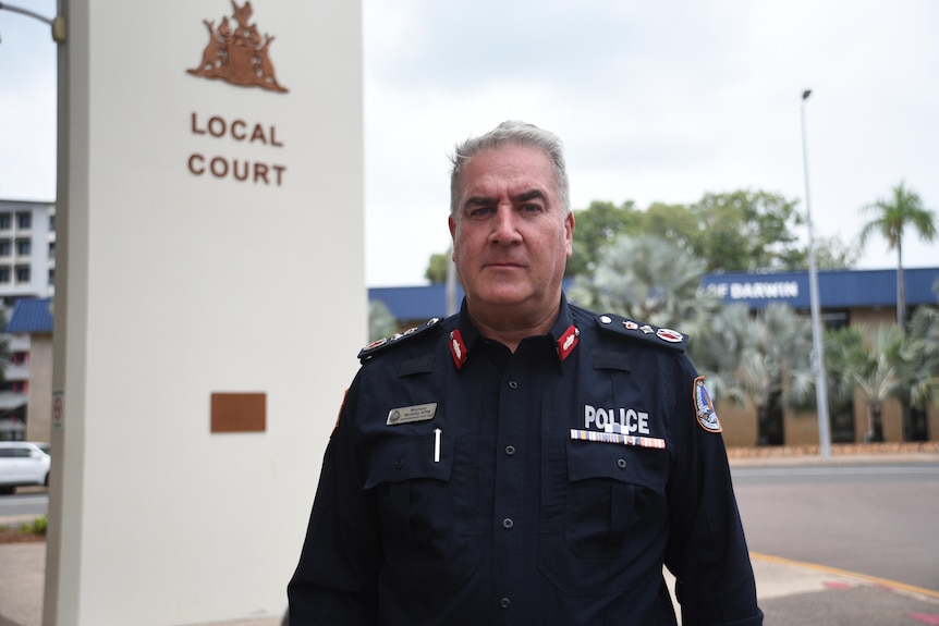 Northern Territory Police Commissioner Michael Murphy standing outside Darwin Local Court.