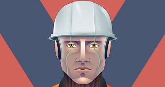 Illustration of a robot mine worker.