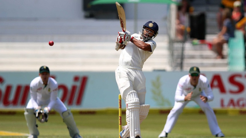 India's Shikhar Dhawan bats against South Africa on day one in Durban.