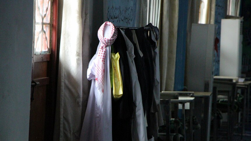 Clothes hanging in a mosque
