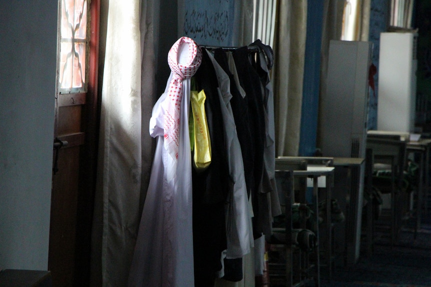 Clothes hanging in a mosque
