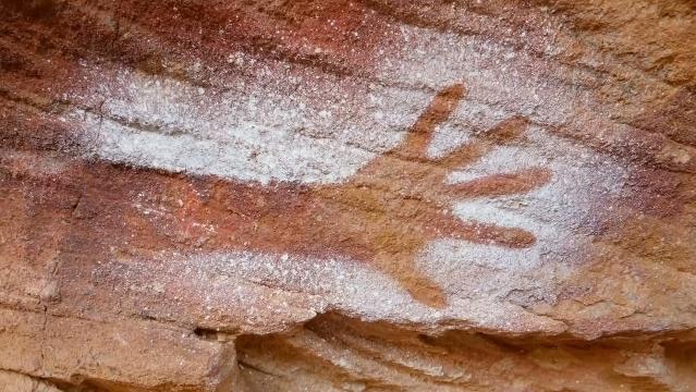 Indigenous cave painting of hand