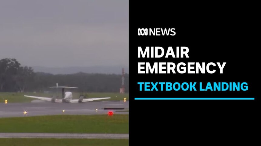 Midair Emergency, Textbook Landing: A plane landing on its belly on an airport runway.