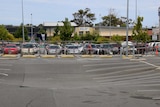 A shopping centre carpark showing subsidence where a sinkhole has appeared.