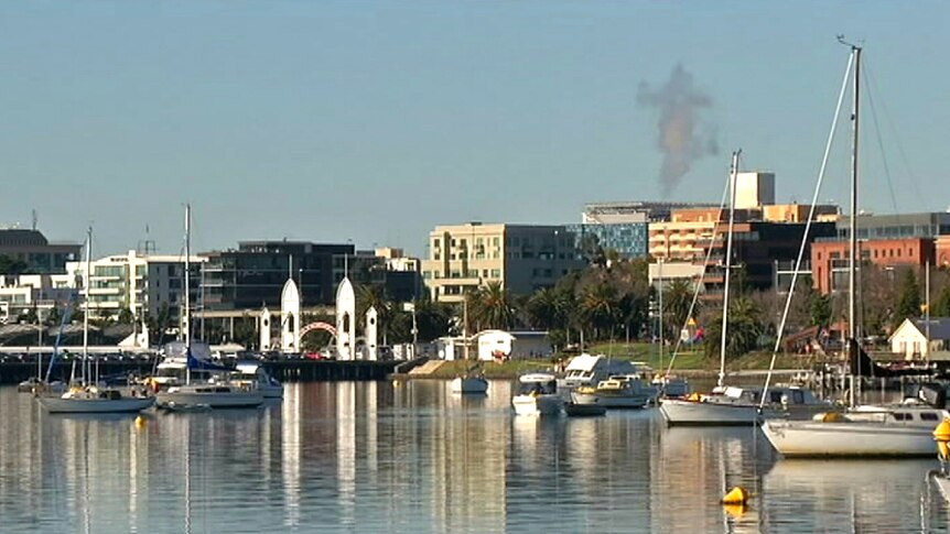 Boats along the waterfront in Geelong.