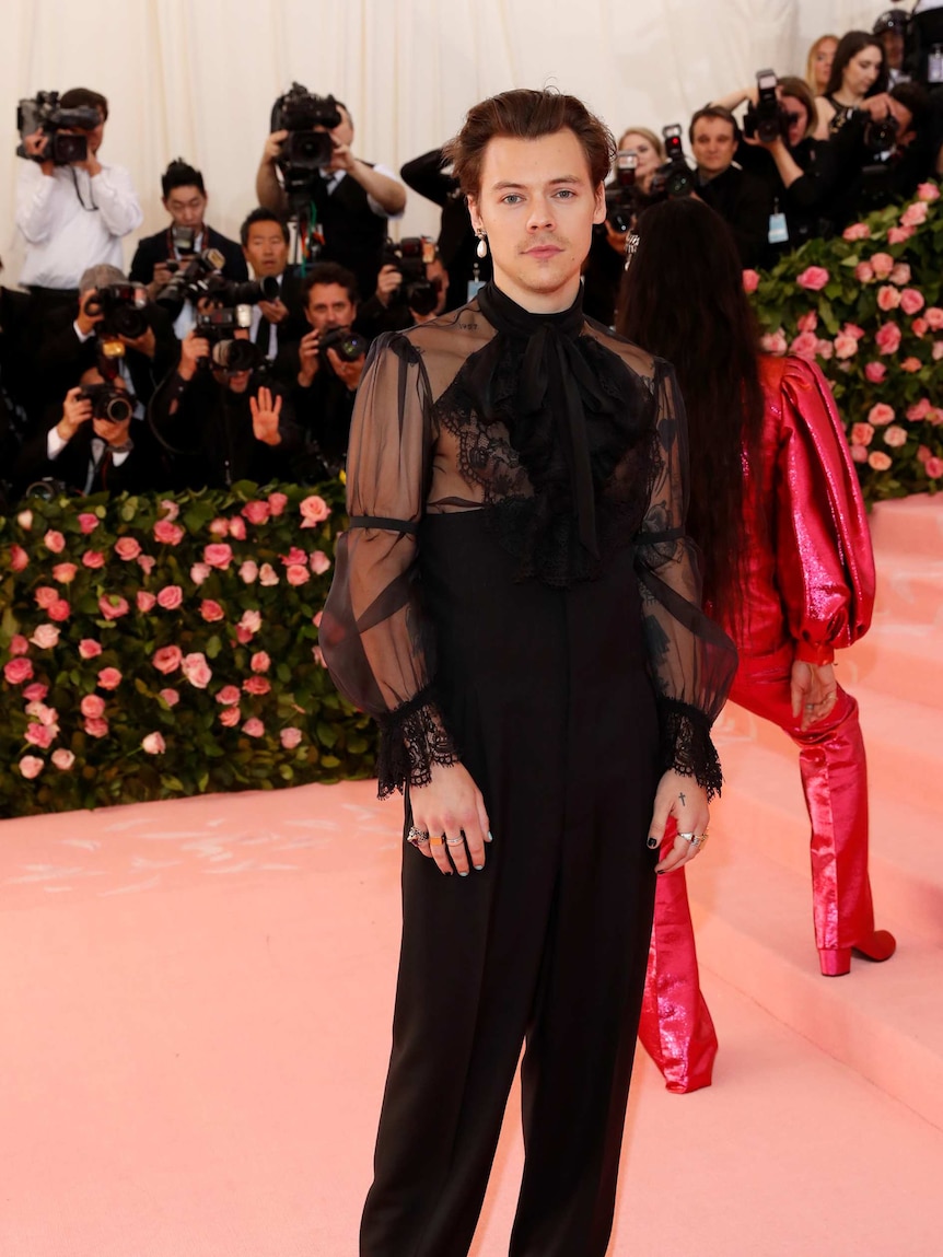 Harry Styles wore a black lace ensemble