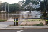 Flooding in a Gympie park as the Mary River swells in the south-east Queensland city