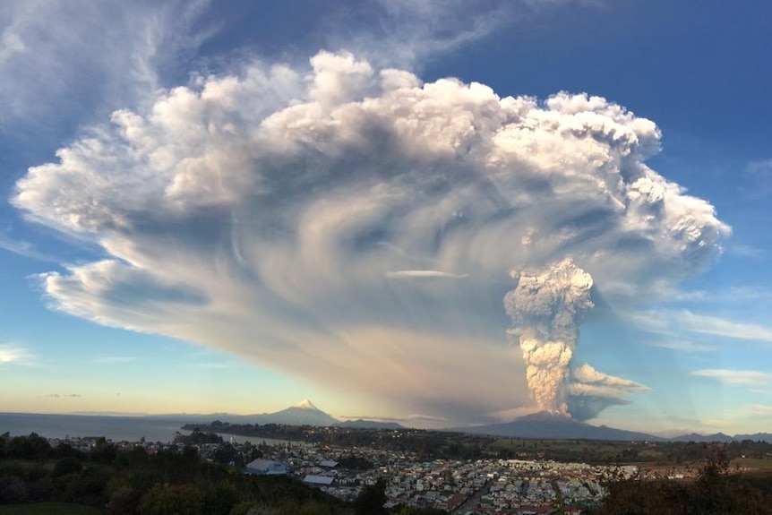 Smoke from the Calbuco volcano drifts over Chile.