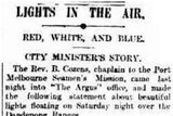 A newspaper report, with the heading 'Lights in the Air'.