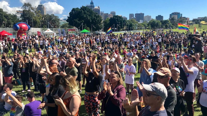Hundreds gather at Alfred park in central Sydney